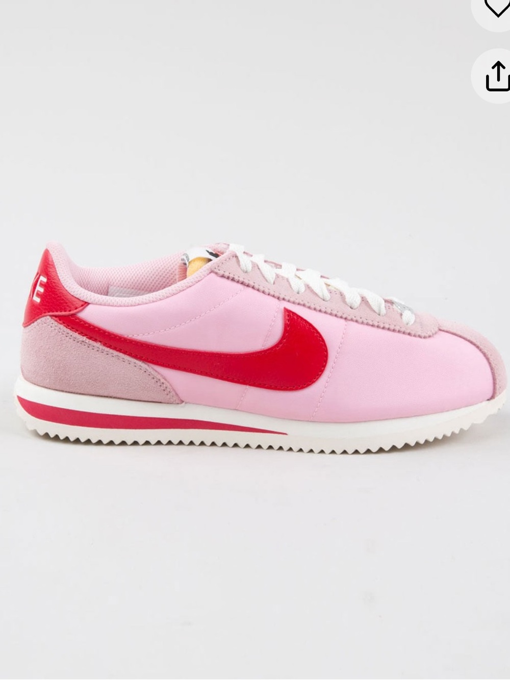 Nike Womens Cortez Pink with Red Swoosh Low-Top Sneakers